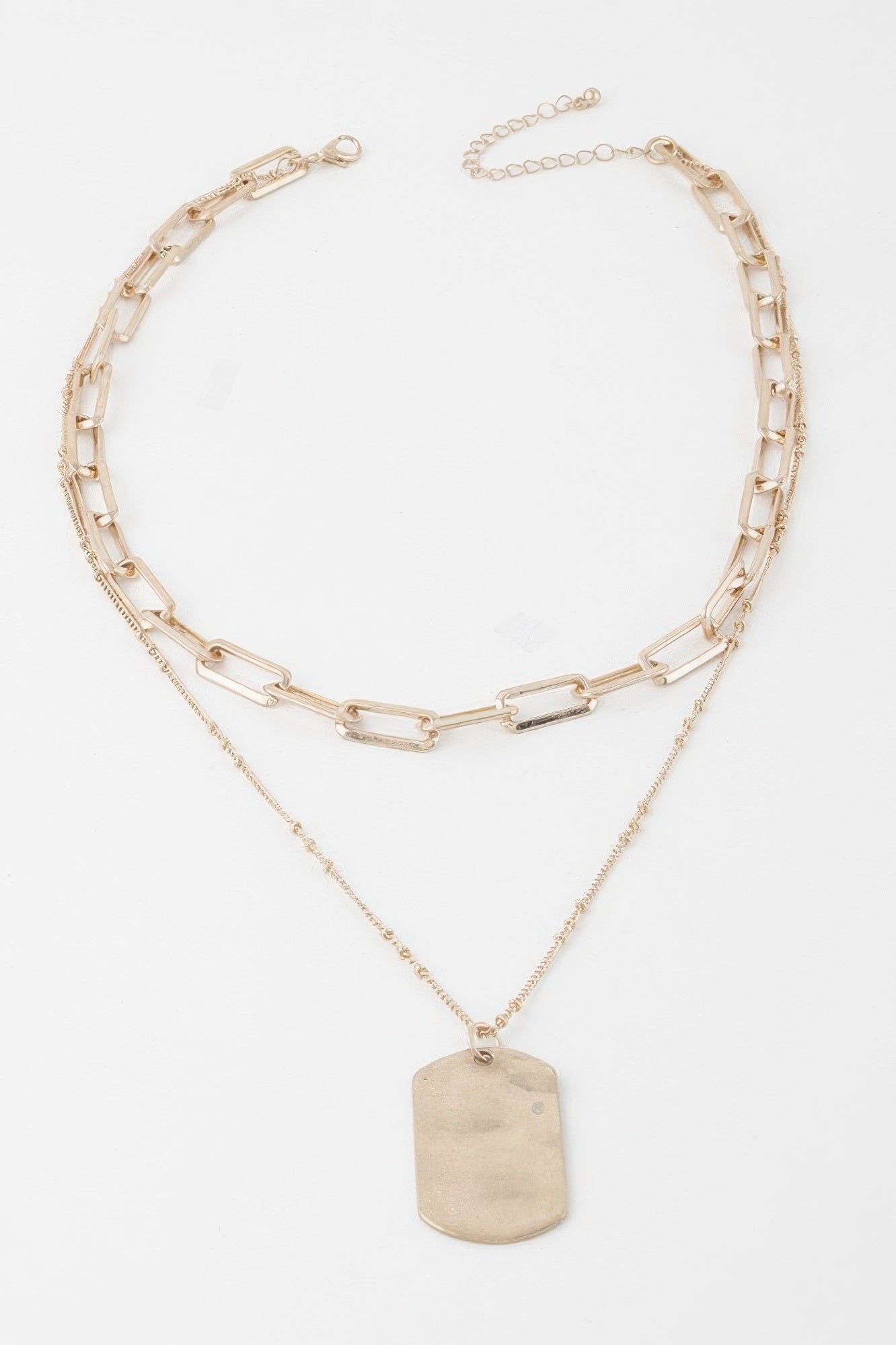 Double Layered Tag Chain Necklace - Crowned Energy CO.