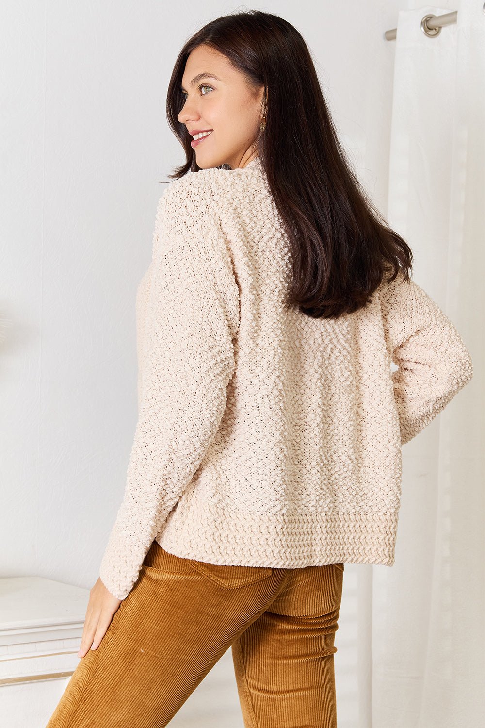 Double Take Open Front Long Sleeve Cardigan - Crowned Energy CO.