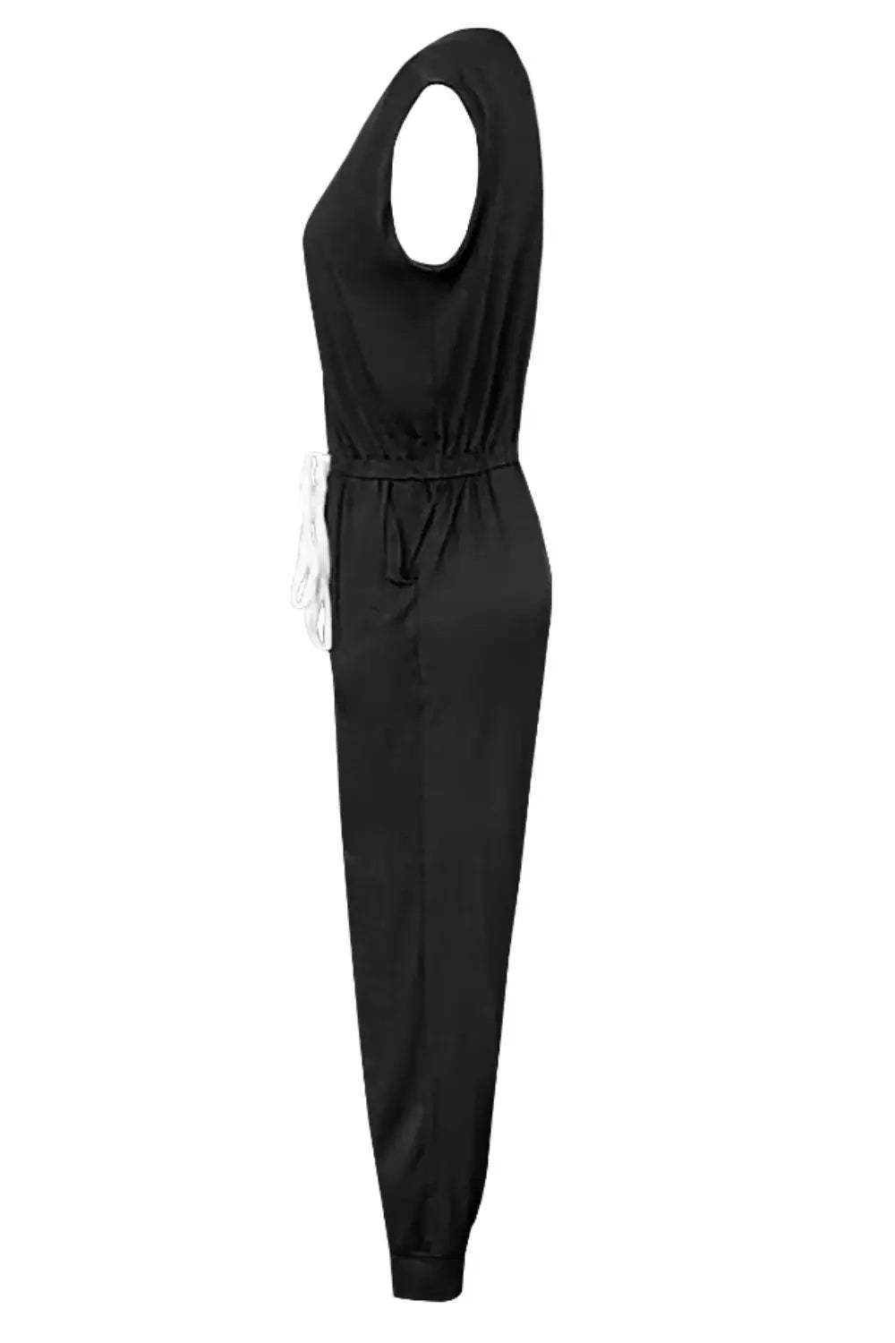 Drawstring Round Neck Sleeveless Jumpsuit - Crowned Energy CO.