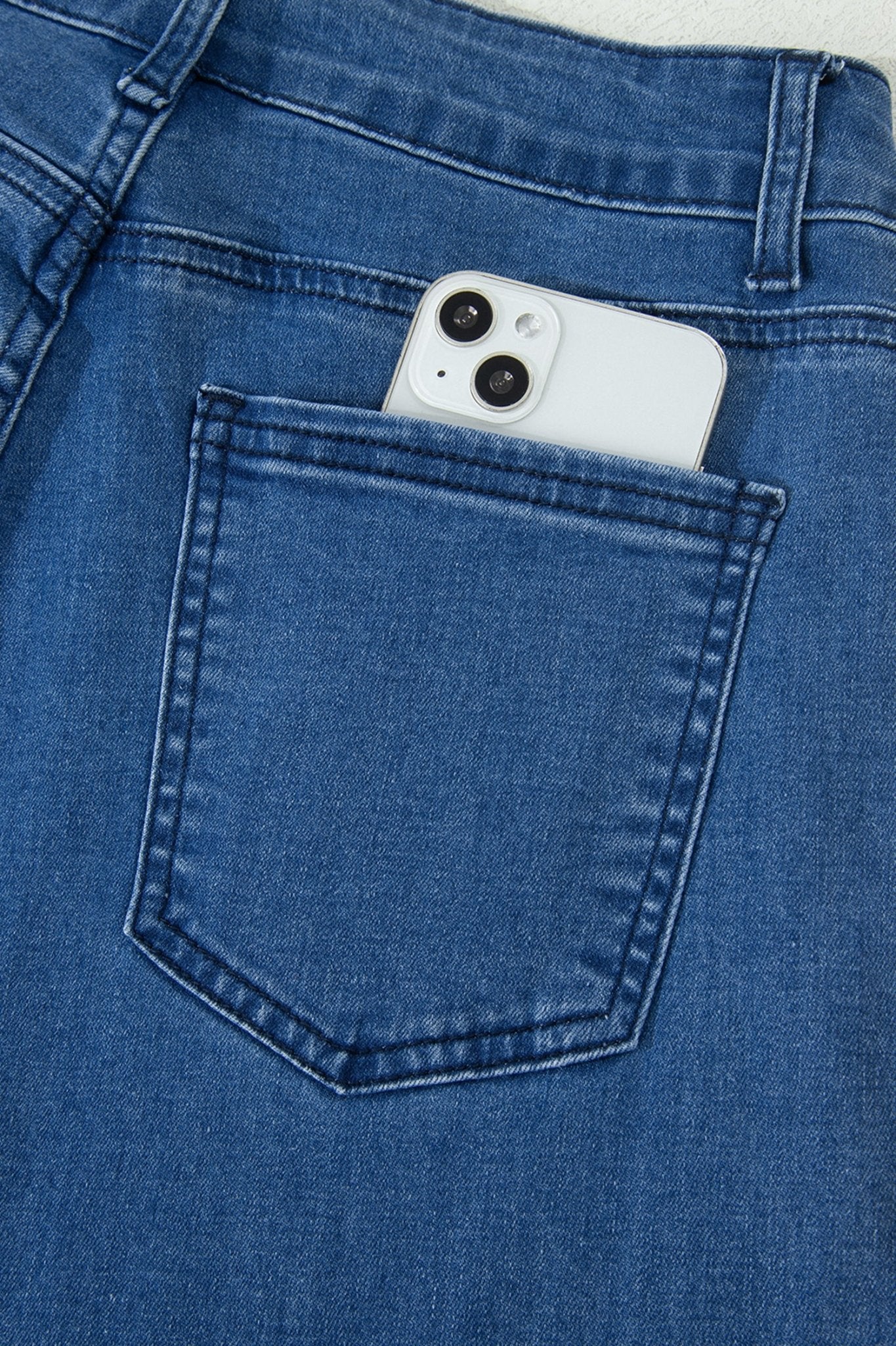 Dusk Blue Lace - up Pull on Wide Leg Jeans - Crowned Energy CO.