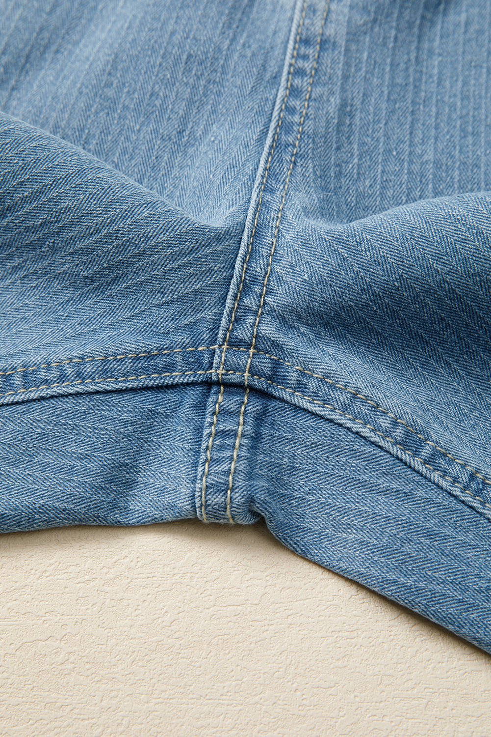 Dusk Blue Patched Pocket Textured Wide Leg Plus Size Jeans - Goddess Vibes