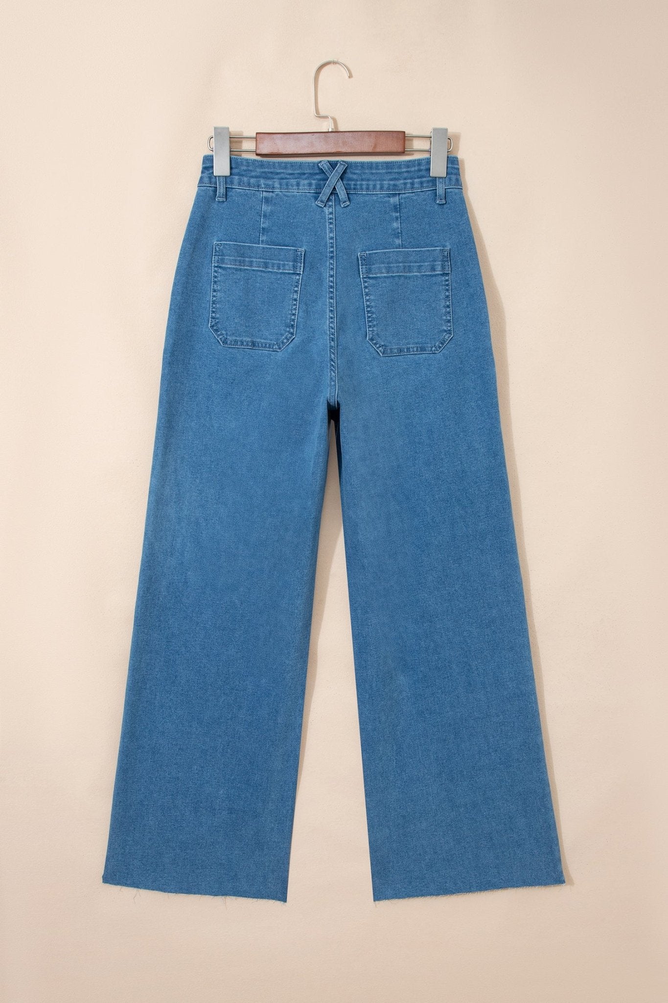 Dusk Blue Retro Washed Patch Pocket Stretchy Jeans - Crowned Energy CO.