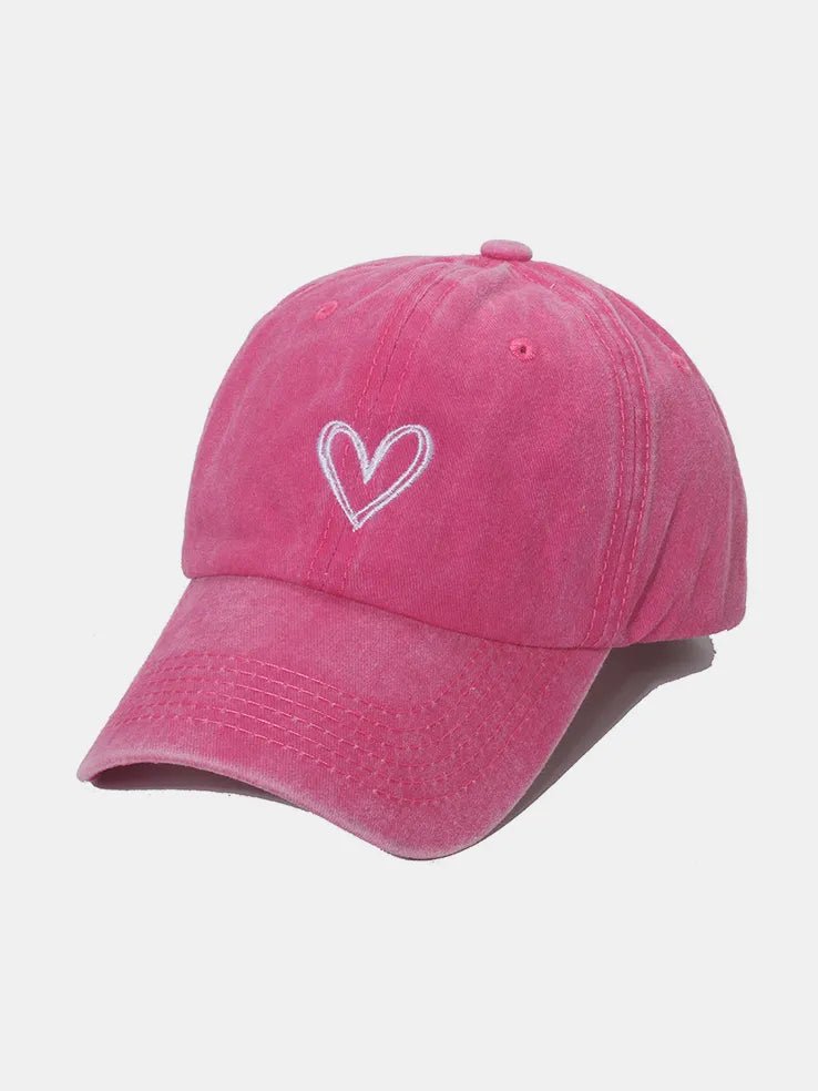 Embroidered Heart Washed Cotton Baseball Cap - Crowned Energy CO.