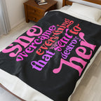 Empowering Velveteen Plush Blanket - Cozy Throw for Inspiration, Self - Care, Gift for Women, Affirmation Décor, Birthday, Holidays - Goddess Vibes