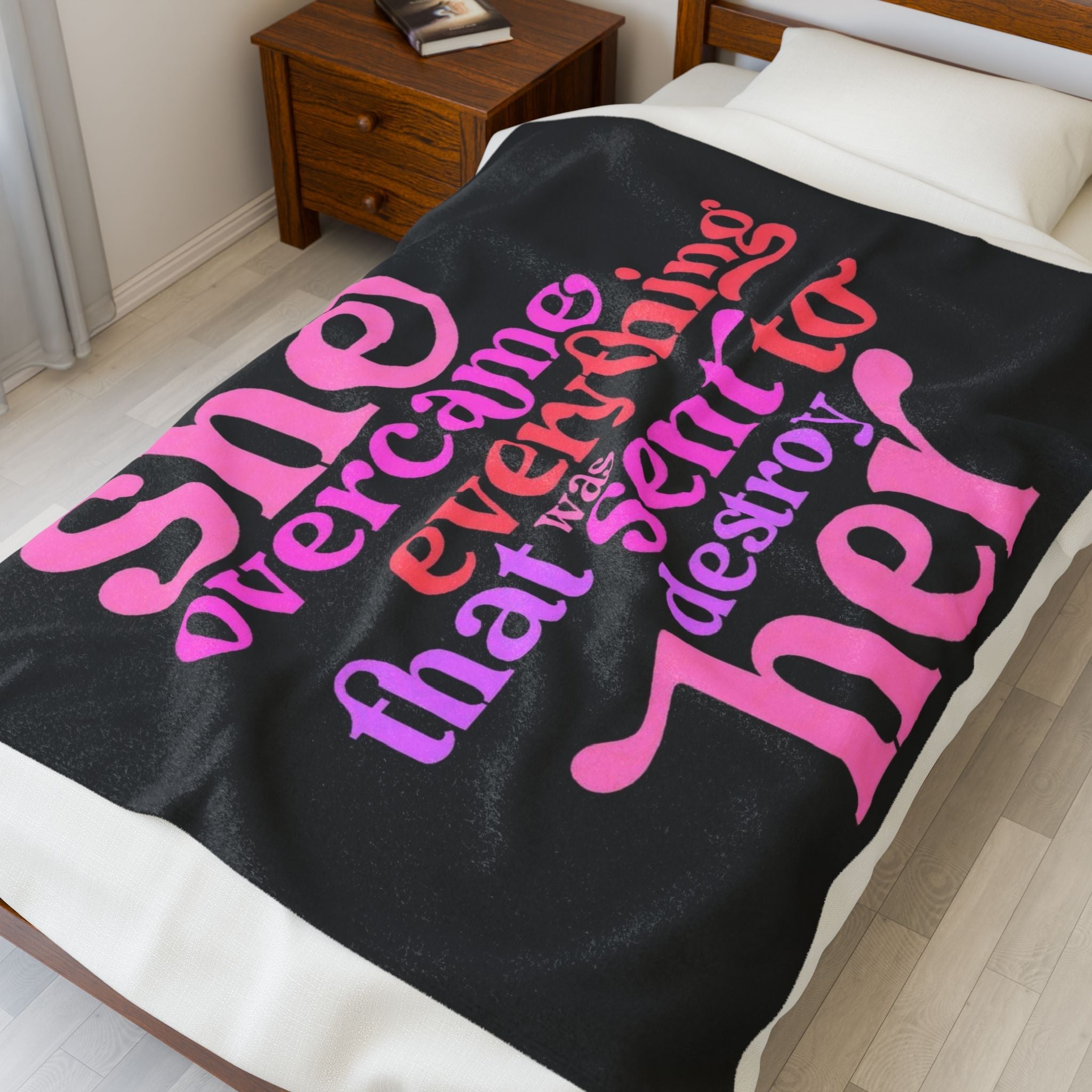 Empowering Velveteen Plush Blanket - Cozy Throw for Inspiration, Self - Care, Gift for Women, Affirmation Décor, Birthday, Holidays - Goddess Vibes