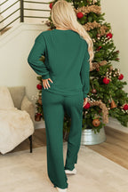Evergreen JOLLY Corded Long Sleeve Top and Pockets Pants Set - Crowned Energy CO.