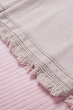 Exposed Seam Fringe Hem V - Neck Long Sleeve Sweater - Goddess Vibes