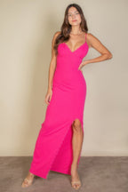 Eyelash Lace Trim Split Thigh Cami Dress - Goddess Vibes