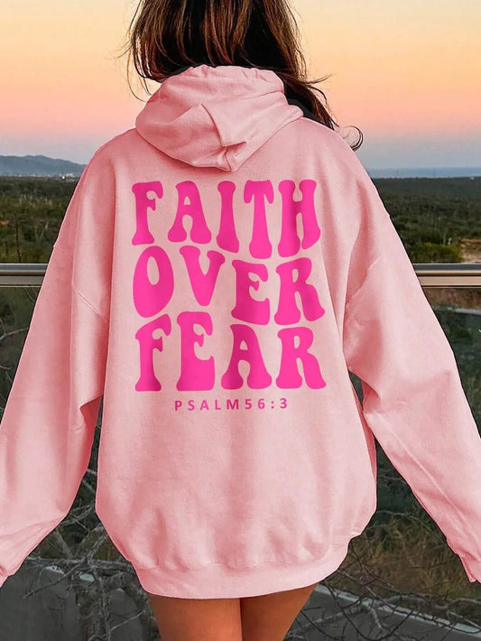 FAITH OVER FEAR Dropped Shoulder Hoodie - Crowned Energy CO.