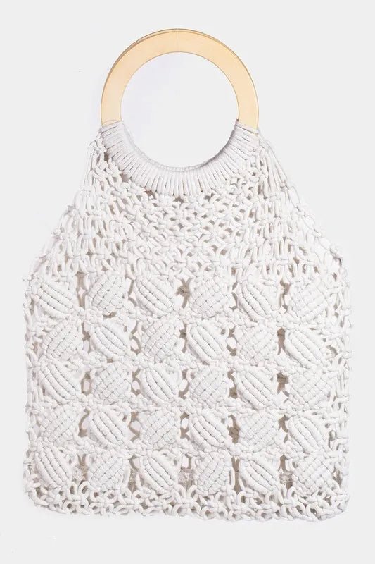 Fame Boho Braided Wooden Top Handle Bag - Goddess Vibes