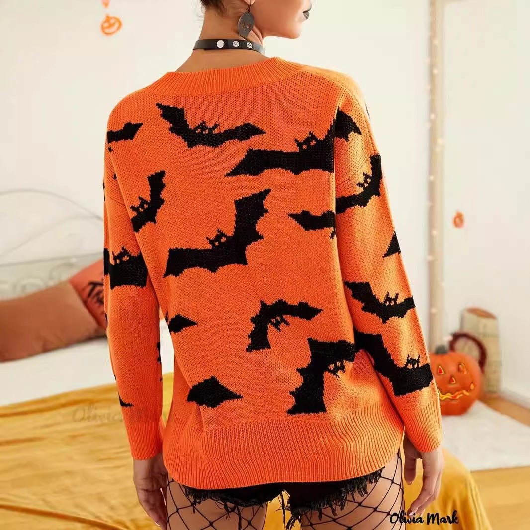 Fashion Women's Wear Long Sleeve Halloween Brocade Sweater Knitted - Goddess Vibes