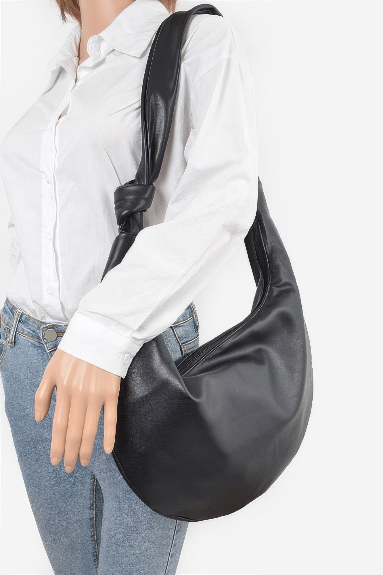 Faux Leather Hobo Bag - Crowned Energy CO.