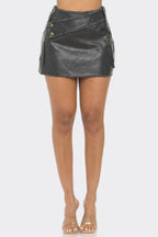 Faux Leather Strap Mini Skirt - Goddess Vibes