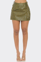 Faux Leather Strap Mini Skirt - Goddess Vibes