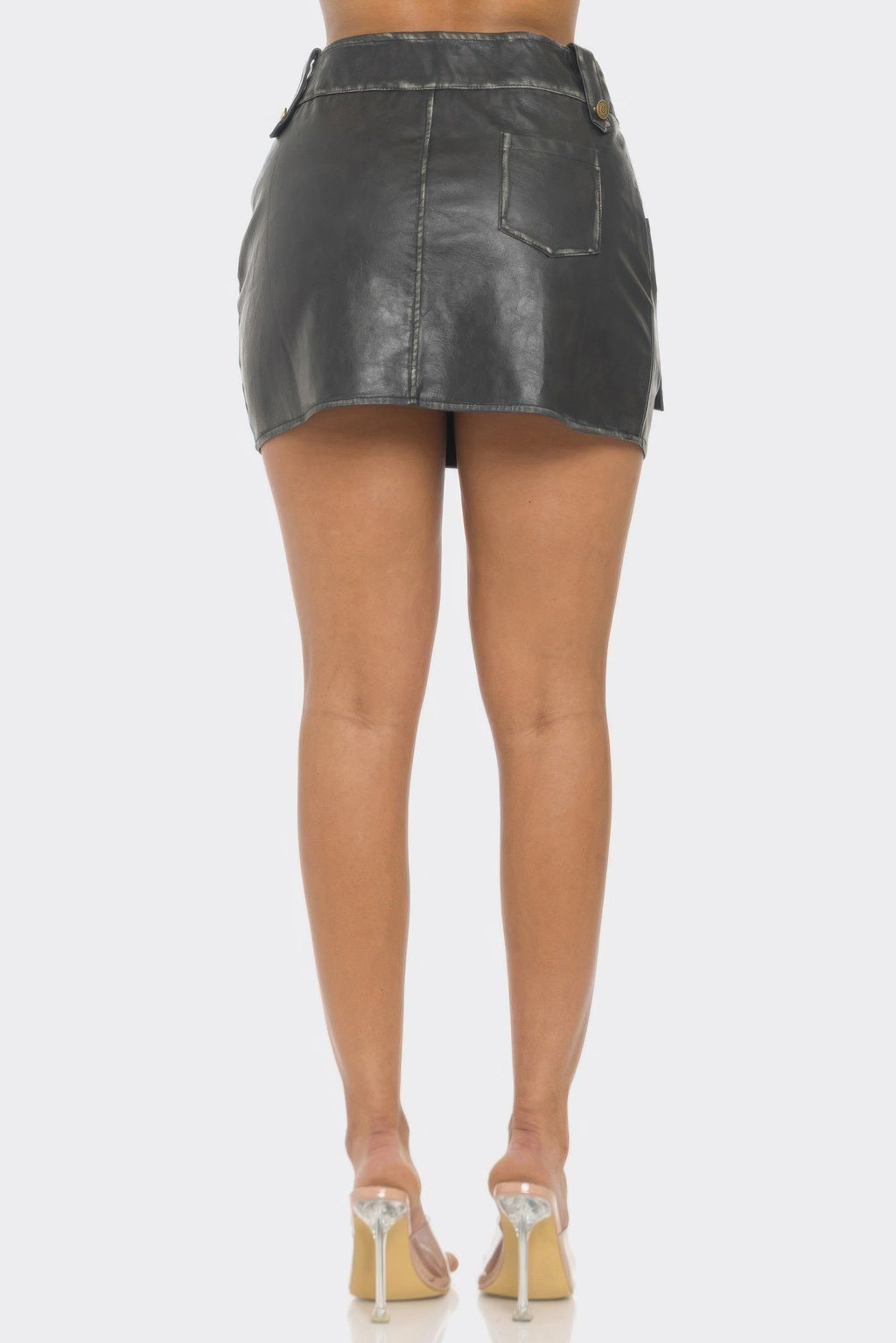 Faux Leather Strap Mini Skirt - Goddess Vibes