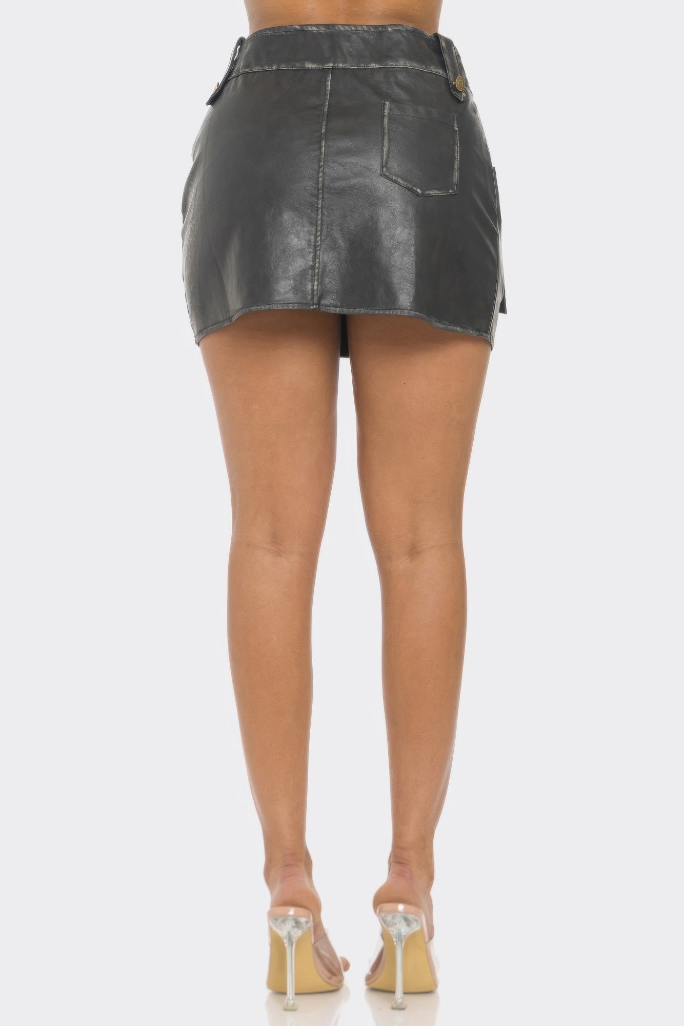 Faux Leather Strap Mini Skirt - Goddess Vibes