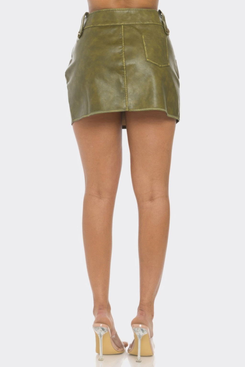 Faux Leather Strap Mini Skirt - Goddess Vibes