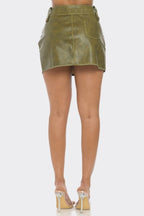 Faux Leather Strap Mini Skirt - Goddess Vibes