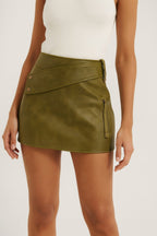 Faux Leather Strap Mini Skirt - Goddess Vibes