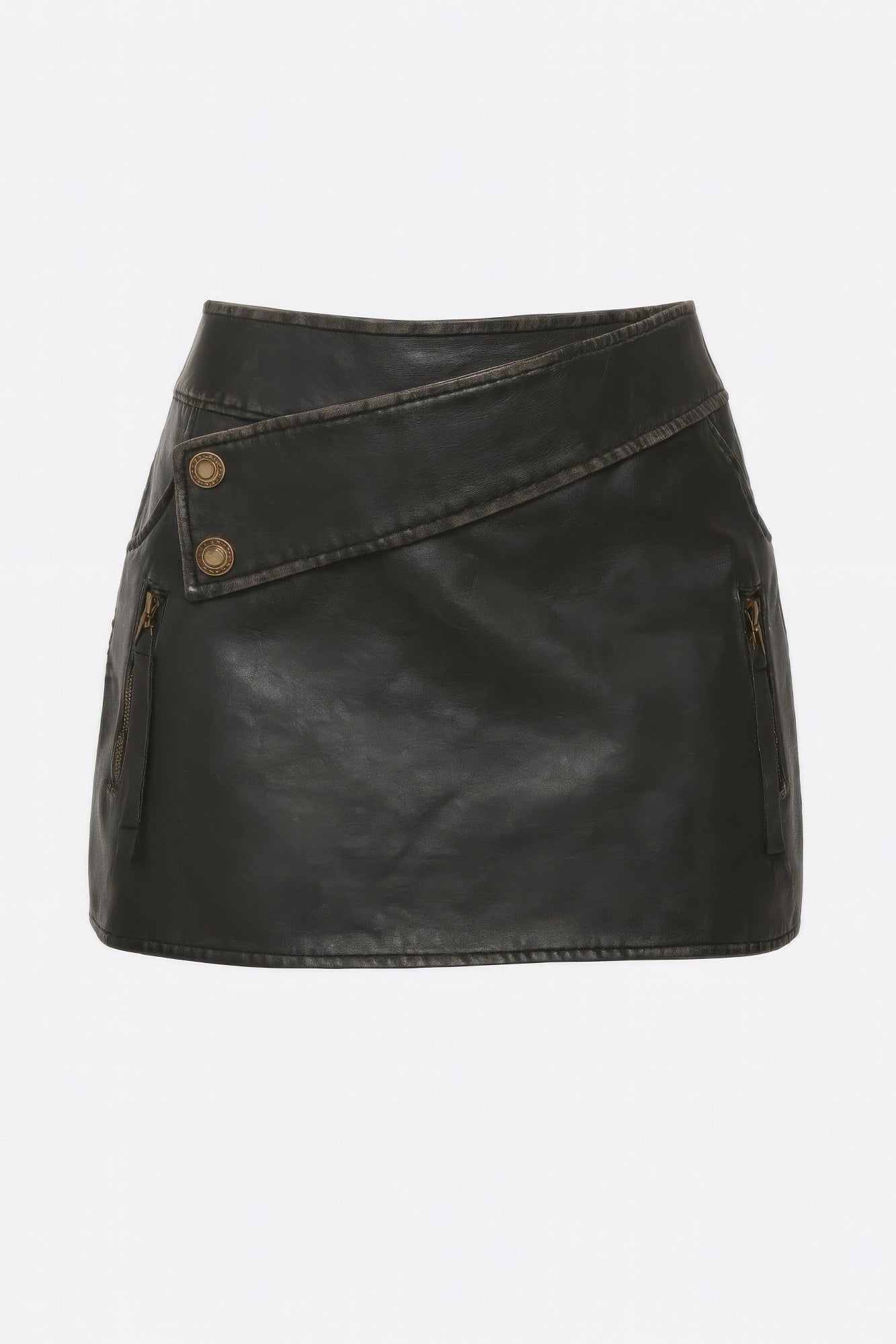 Faux Leather Strap Mini Skirt - Goddess Vibes