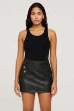 Faux Leather Strap Mini Skirt - Goddess Vibes