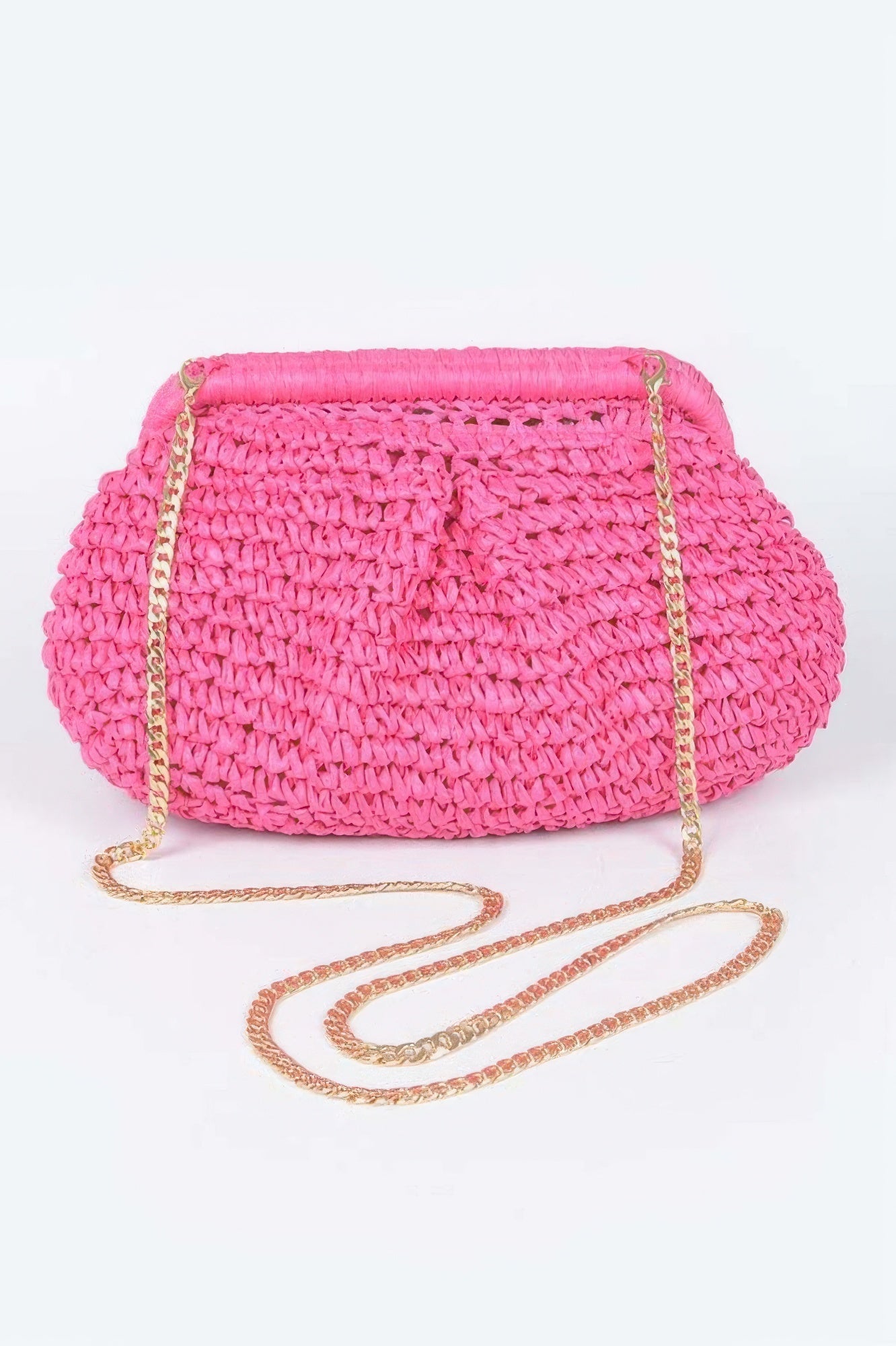 Faux Straw Chain Clutch - Goddess Vibes