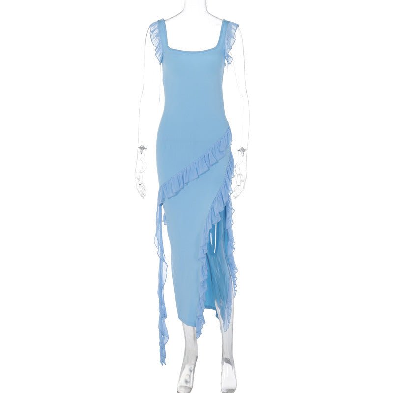 Crowned Energy CO. Light Blue / 2XL Goddess Vibes Dresses Female Summer Fashionable Stringy Selvedge Stitching Temperament Dress