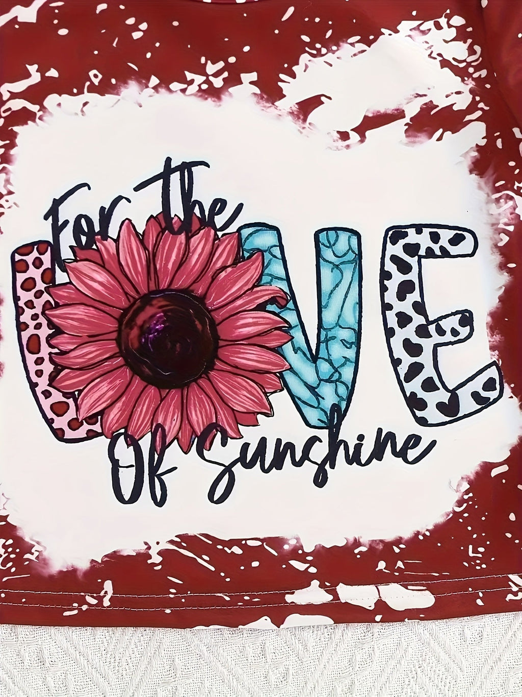 Floral Leopard Print Butterfly 'LOVE' Letter Graphic Short - Sleeve T-Shirt and Flared Long Pants - Crowned Energy CO.