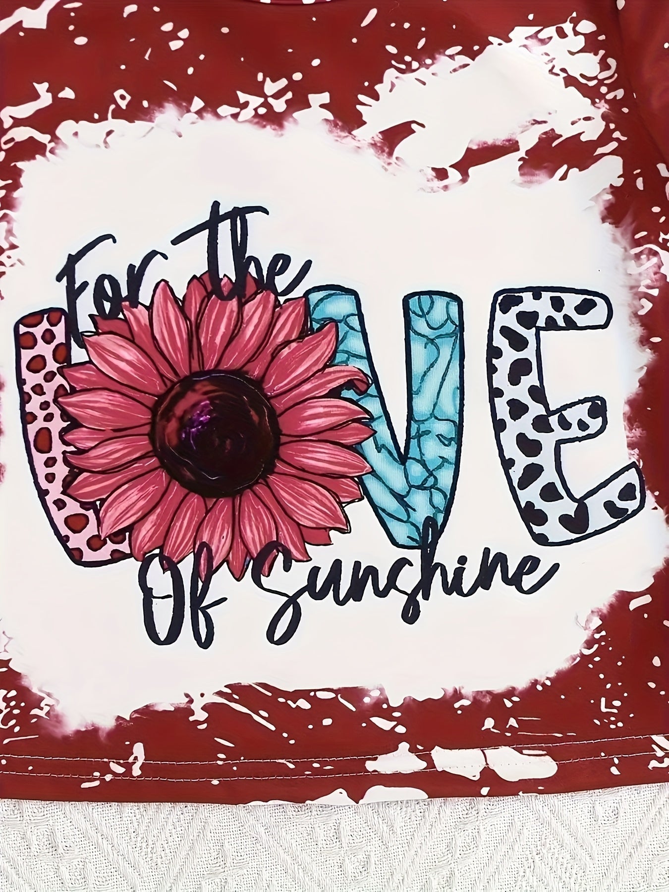Floral Leopard Print Butterfly 'LOVE' Letter Graphic Short - Sleeve T-Shirt and Flared Long Pants - Crowned Energy CO.