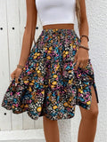 Floral Print Midi Skirt - Crowned Energy CO.