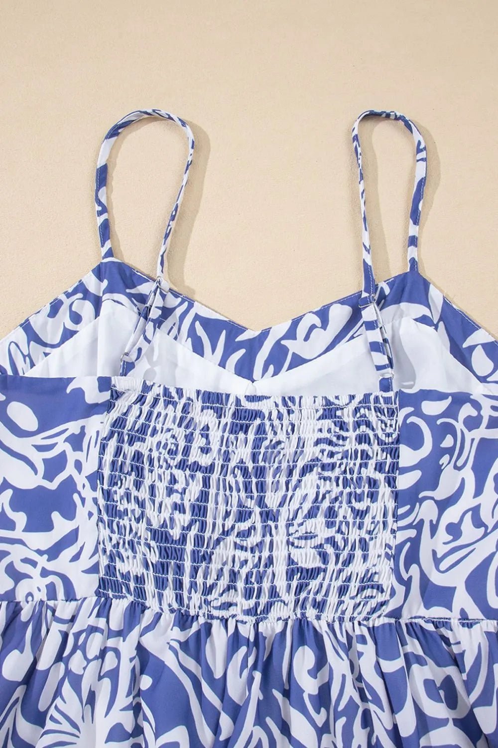 Crowned Energy CO. Dusty Blue / S Trendsi Dresses Floral Print Spaghetti Strap High Waist Dress