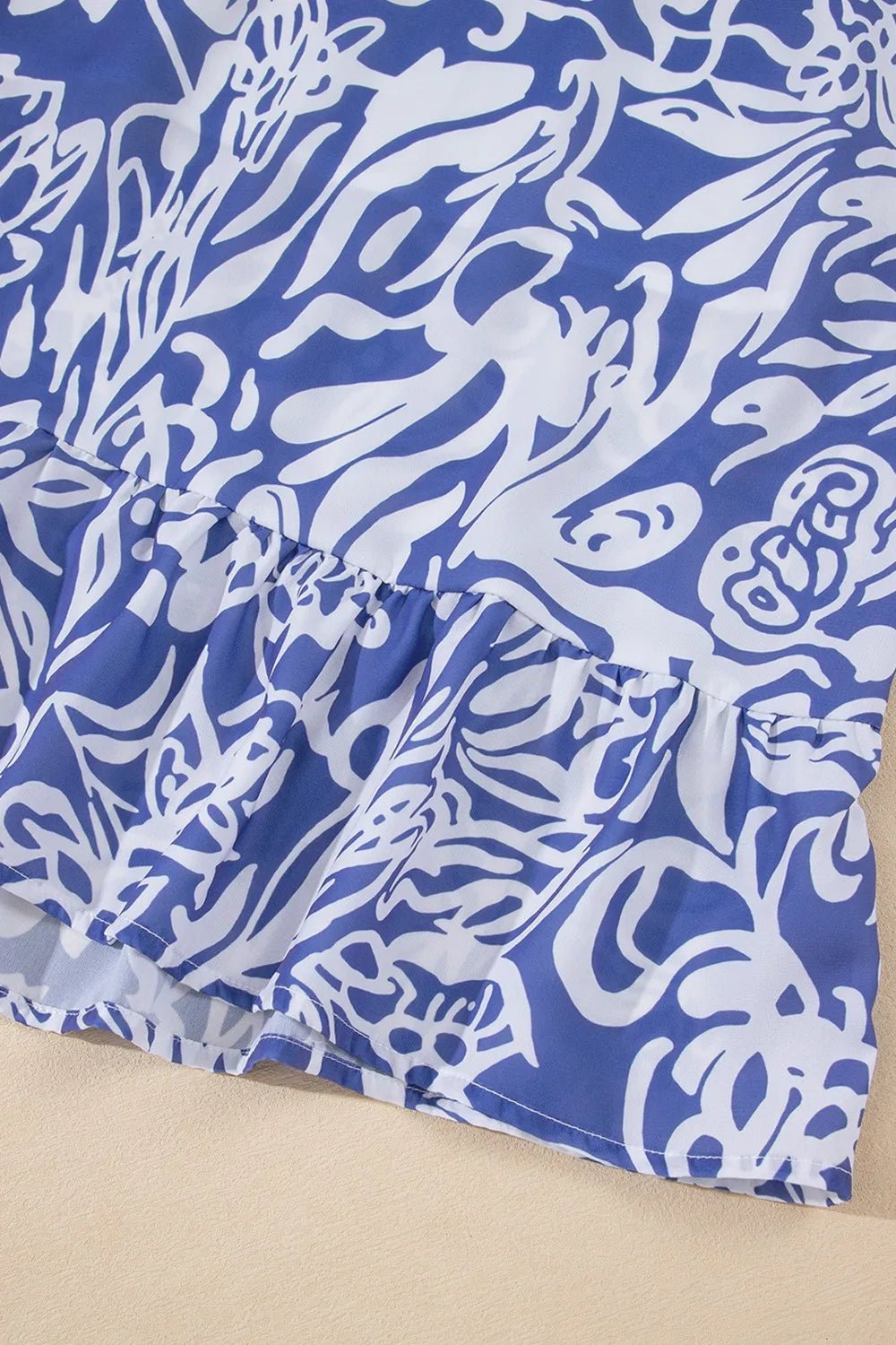 Crowned Energy CO. Dusty Blue / S Trendsi Dresses Floral Print Spaghetti Strap High Waist Dress