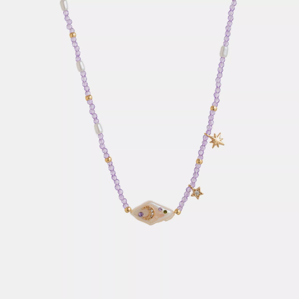 Freshwater Pearl Star Moon Beaded Necklace - Goddess Vibes