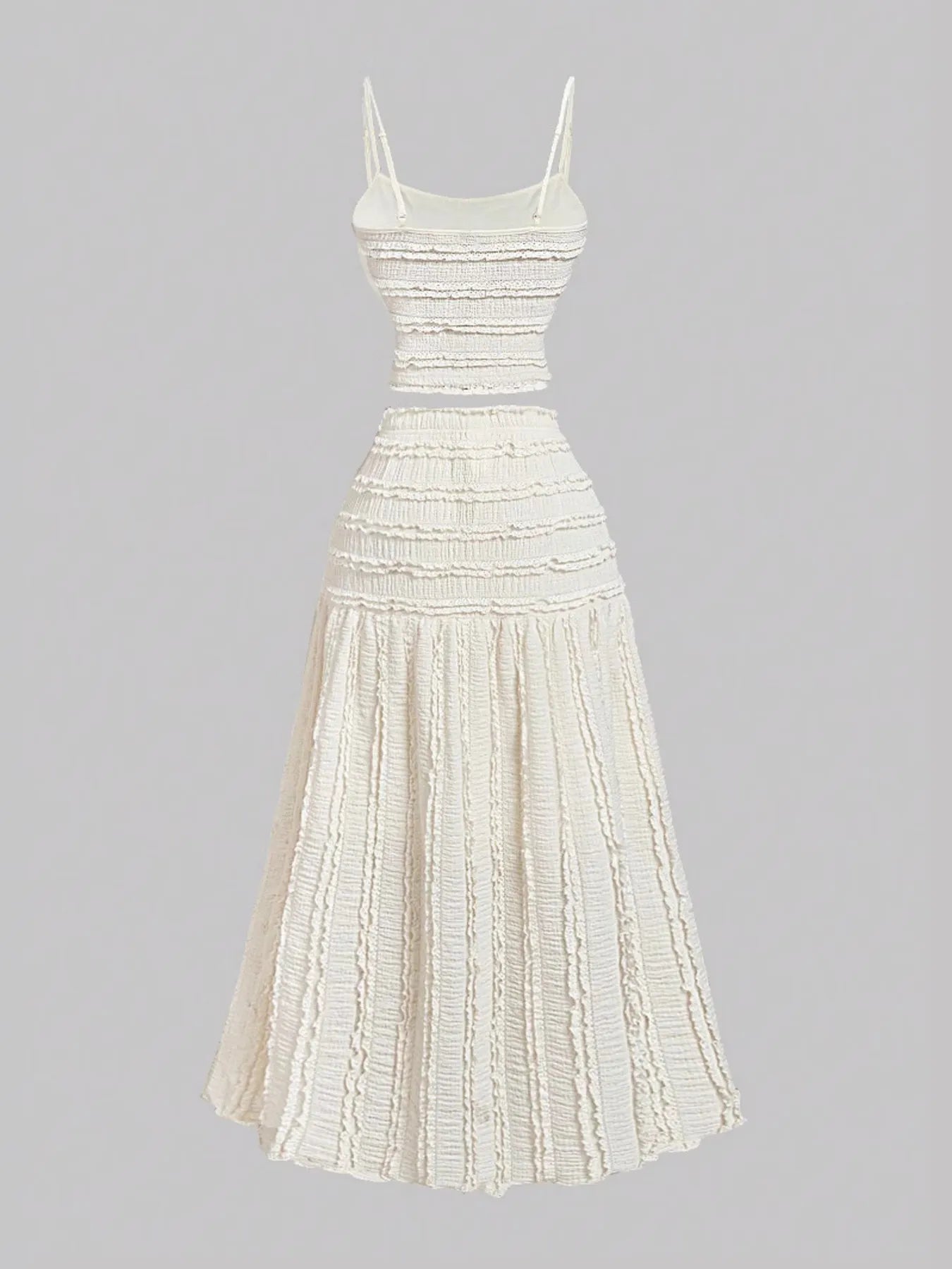 Frill Scoop Neck Cami and Skirt Set - Goddess Vibes