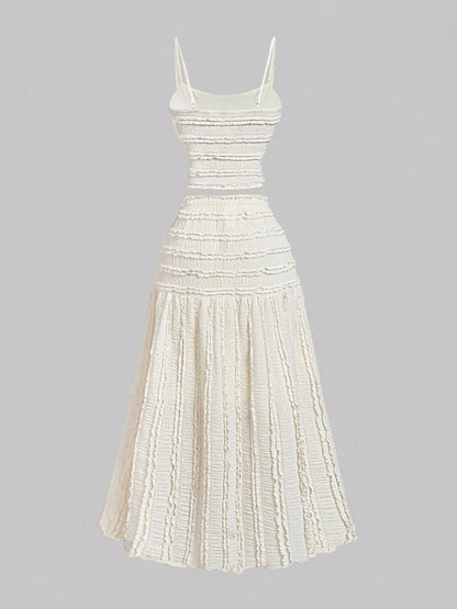 Frill Scoop Neck Cami and Skirt Set - Goddess Vibes