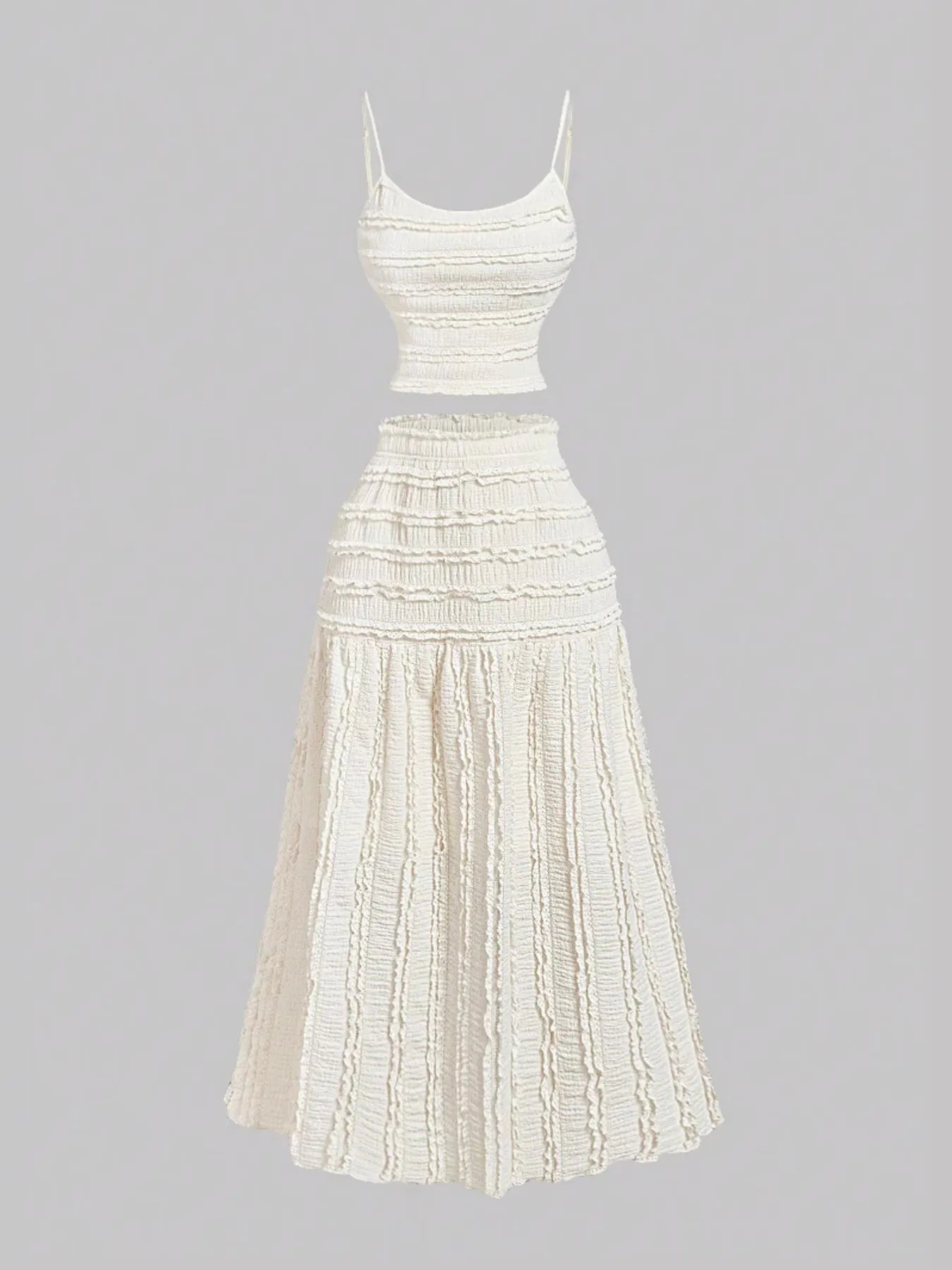 Frill Scoop Neck Cami and Skirt Set - Goddess Vibes