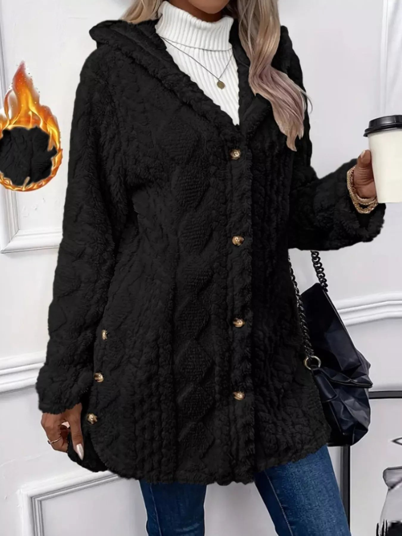 Full Size Button - Down Hooded Outerwear Plus Size - Crowned Energy CO.