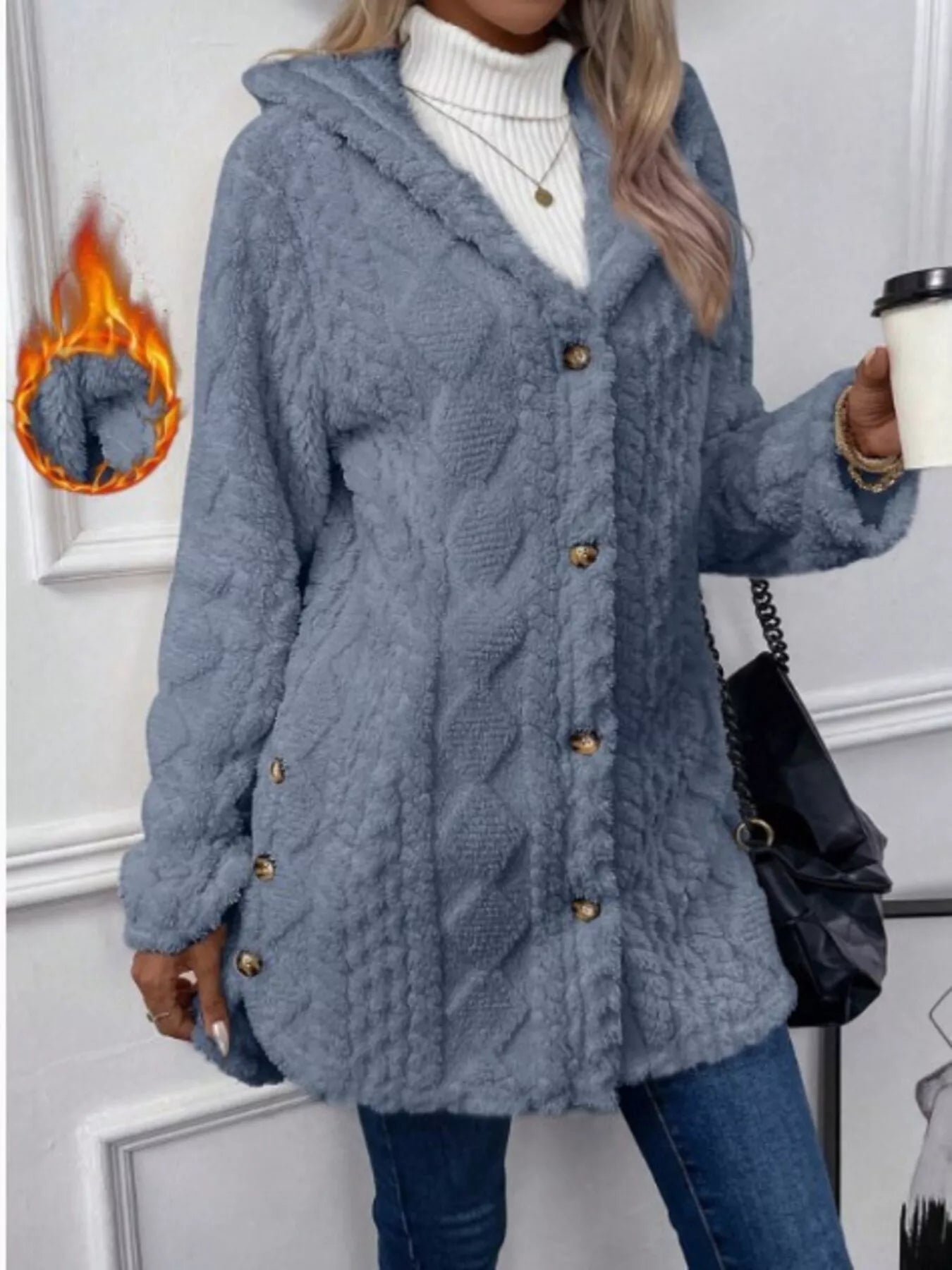 Full Size Button - Down Hooded Outerwear Plus Size - Crowned Energy CO.