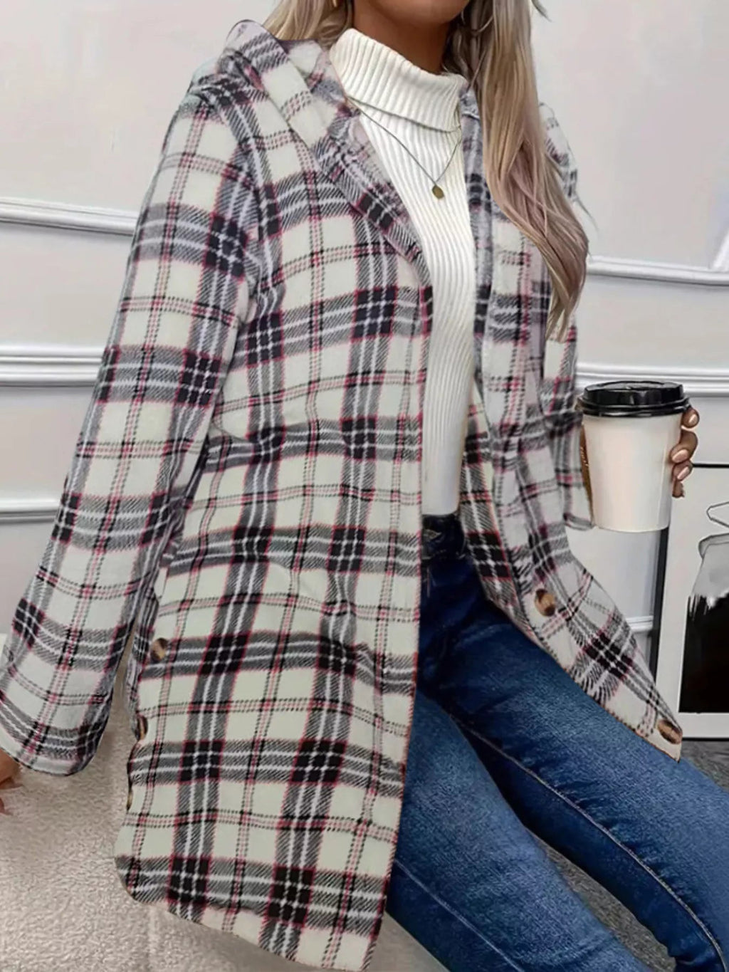 Full Size Button - Down Hooded Outerwear Plus Size - Crowned Energy CO.