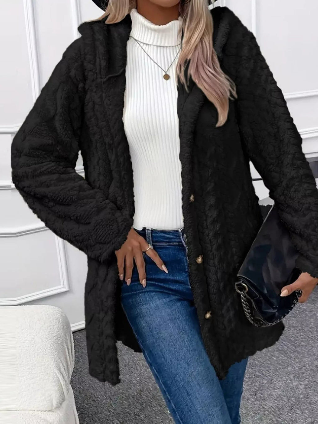 Full Size Button - Down Hooded Outerwear Plus Size - Crowned Energy CO.