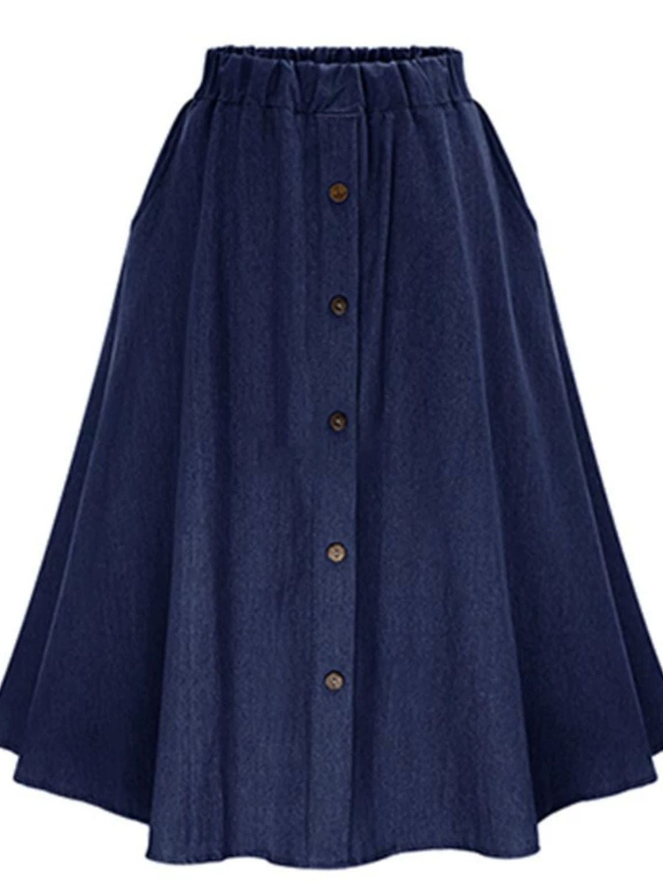 Full Size Button - Front Denim A - Line Skirt Plus Size - Crowned Energy CO.