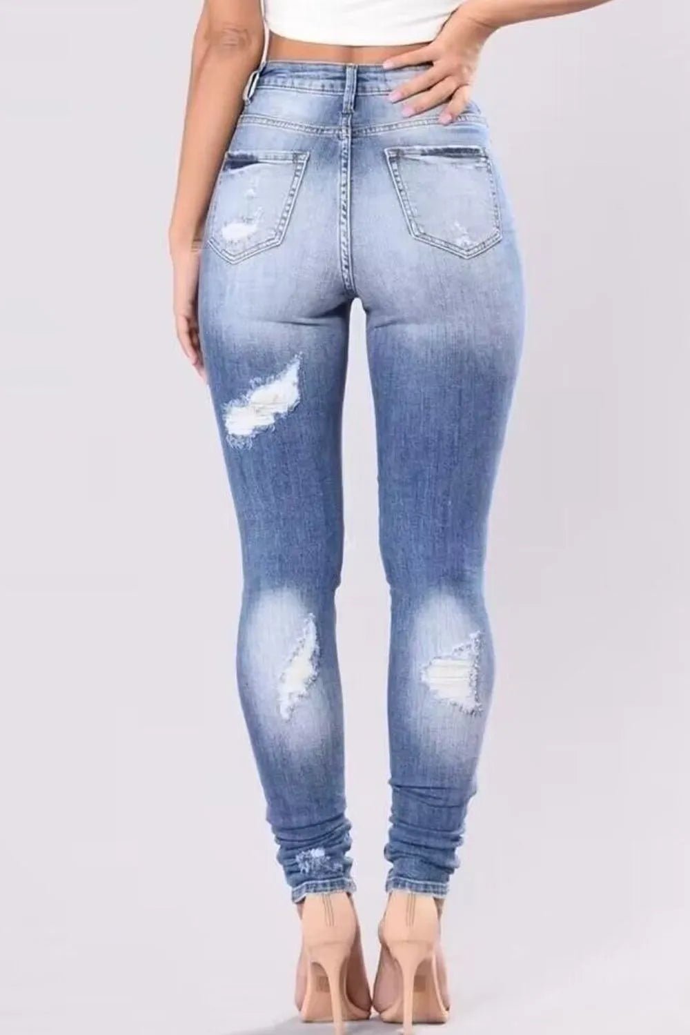 Full Size Distressed Skinny Jeans Plus Size - Crowned Energy CO.
