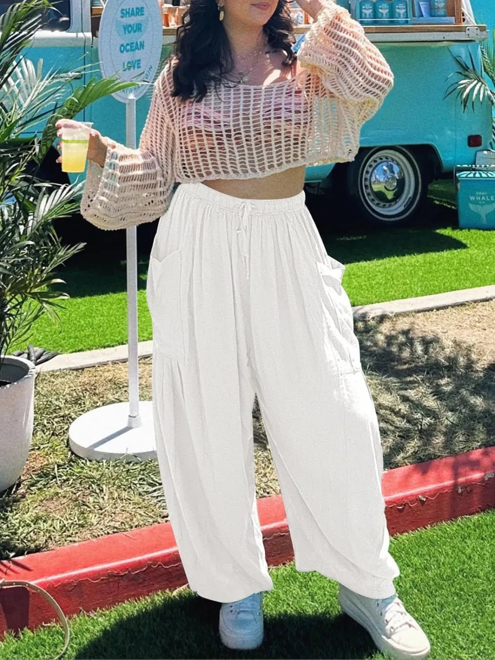 Full Size Drawstring Pants with Pockets Plus Size - Crowned Energy CO.