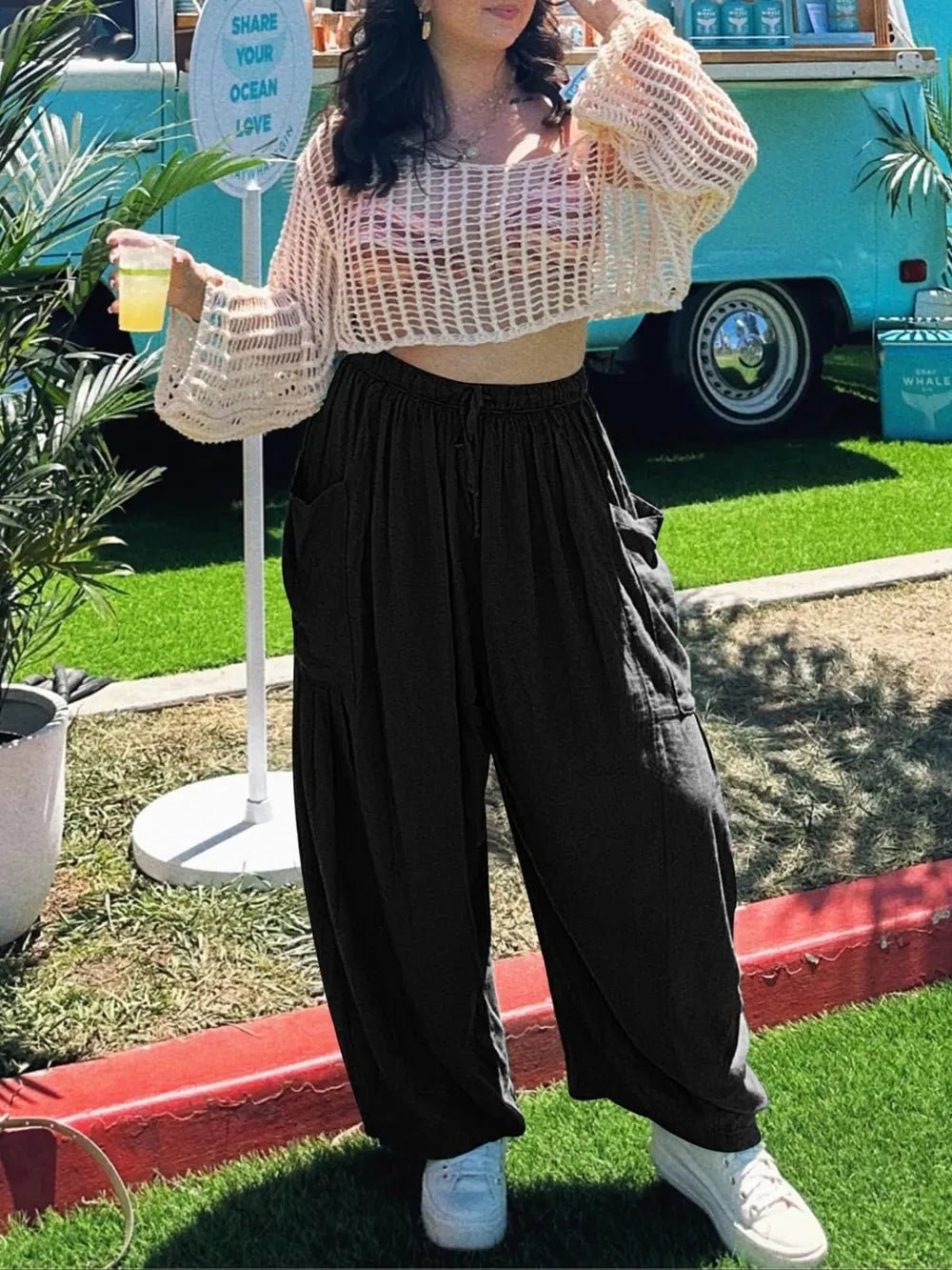 Full Size Drawstring Pants with Pockets Plus Size - Crowned Energy CO.