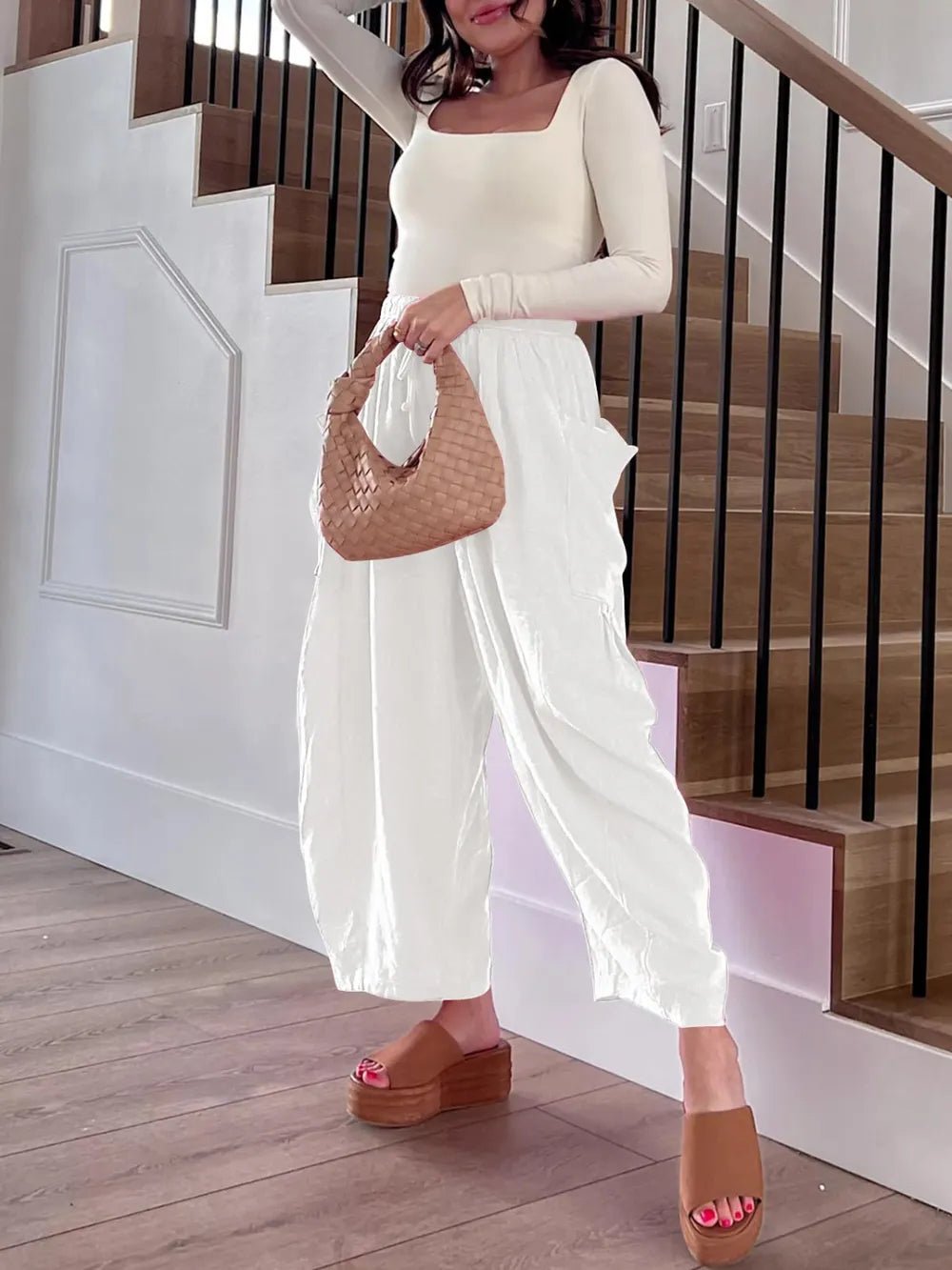 Full Size Drawstring Pants with Pockets Plus Size - Crowned Energy CO.