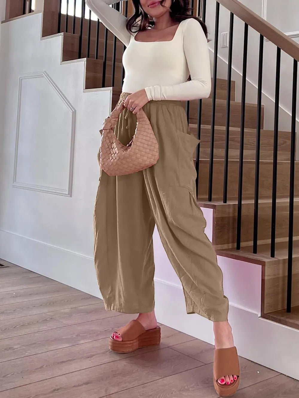 Full Size Drawstring Pants with Pockets Plus Size - Crowned Energy CO.