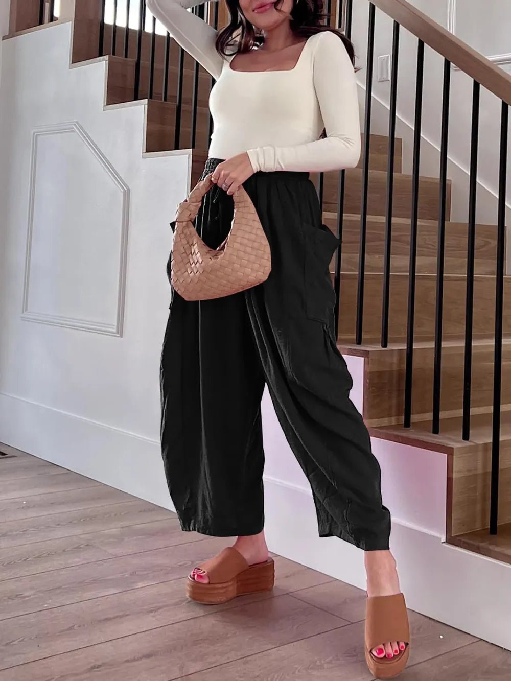 Full Size Drawstring Pants with Pockets Plus Size - Crowned Energy CO.