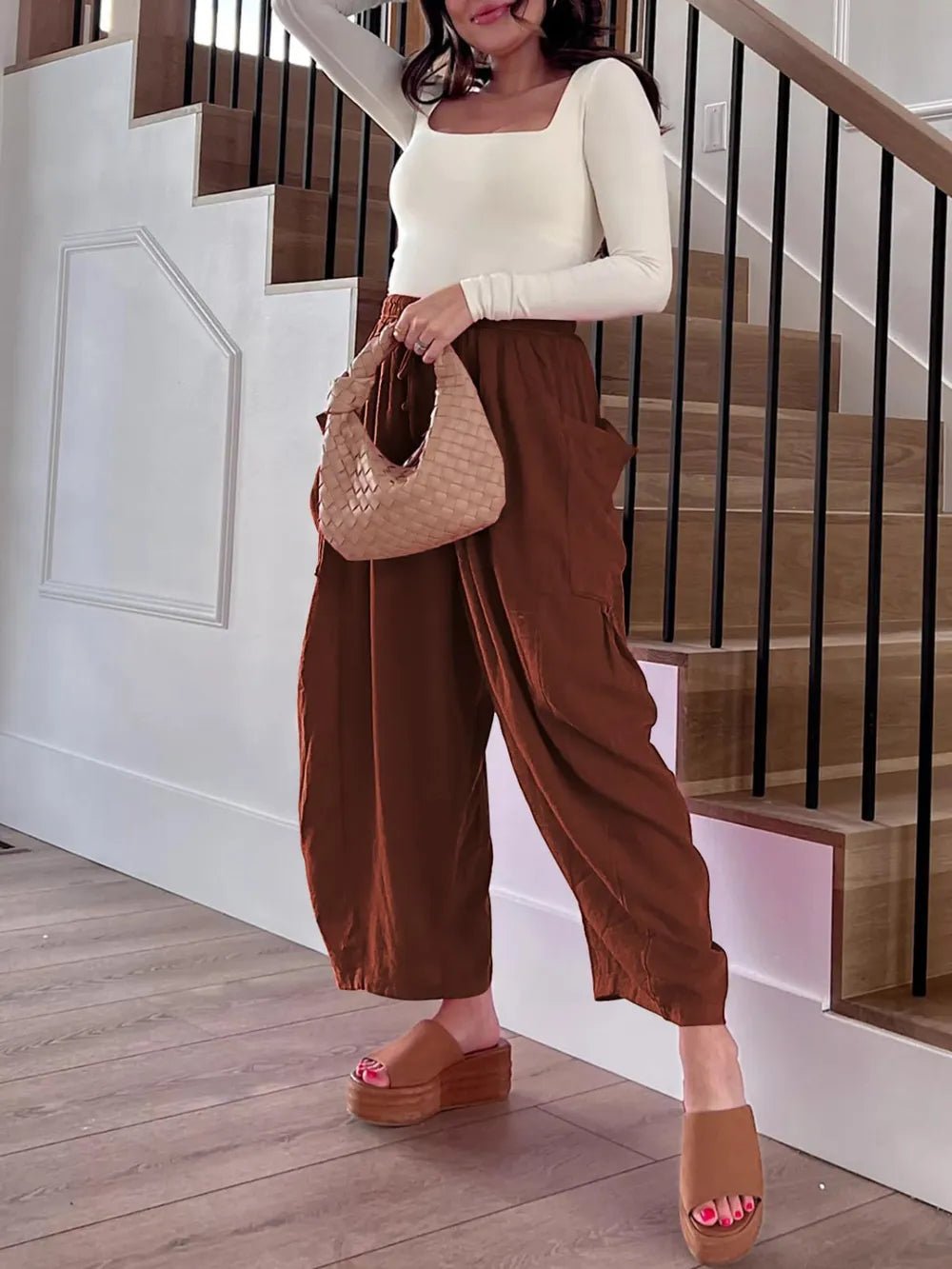 Full Size Drawstring Pants with Pockets Plus Size - Crowned Energy CO.