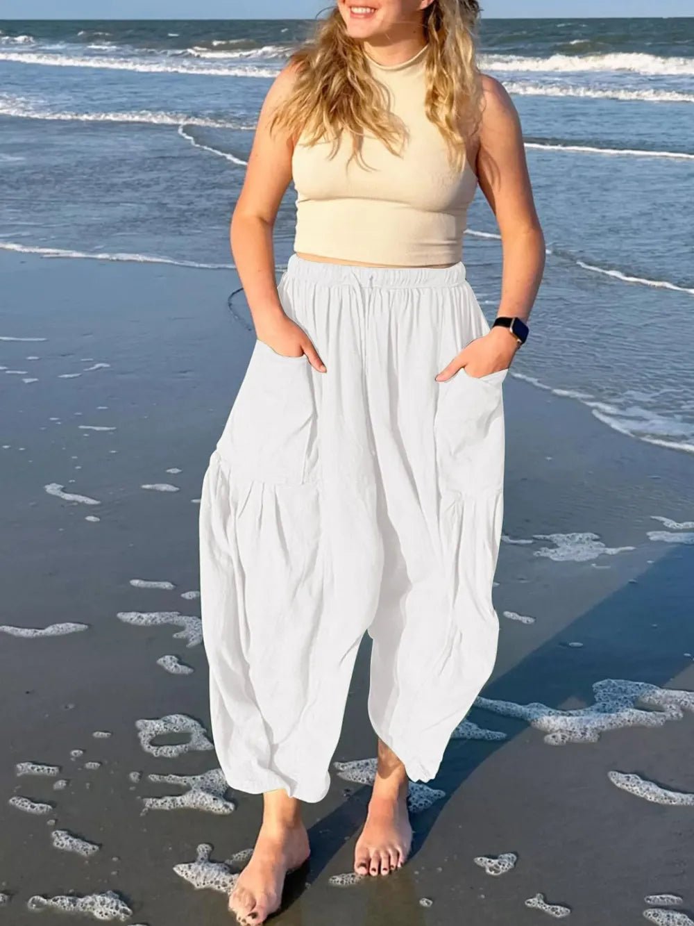 Full Size Drawstring Pants with Pockets Plus Size - Crowned Energy CO.