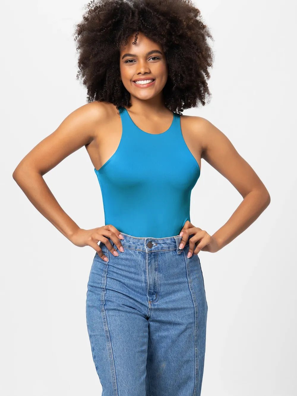 Full Size Round Neck Wide Strap Bodysuit - Crowned Energy CO.